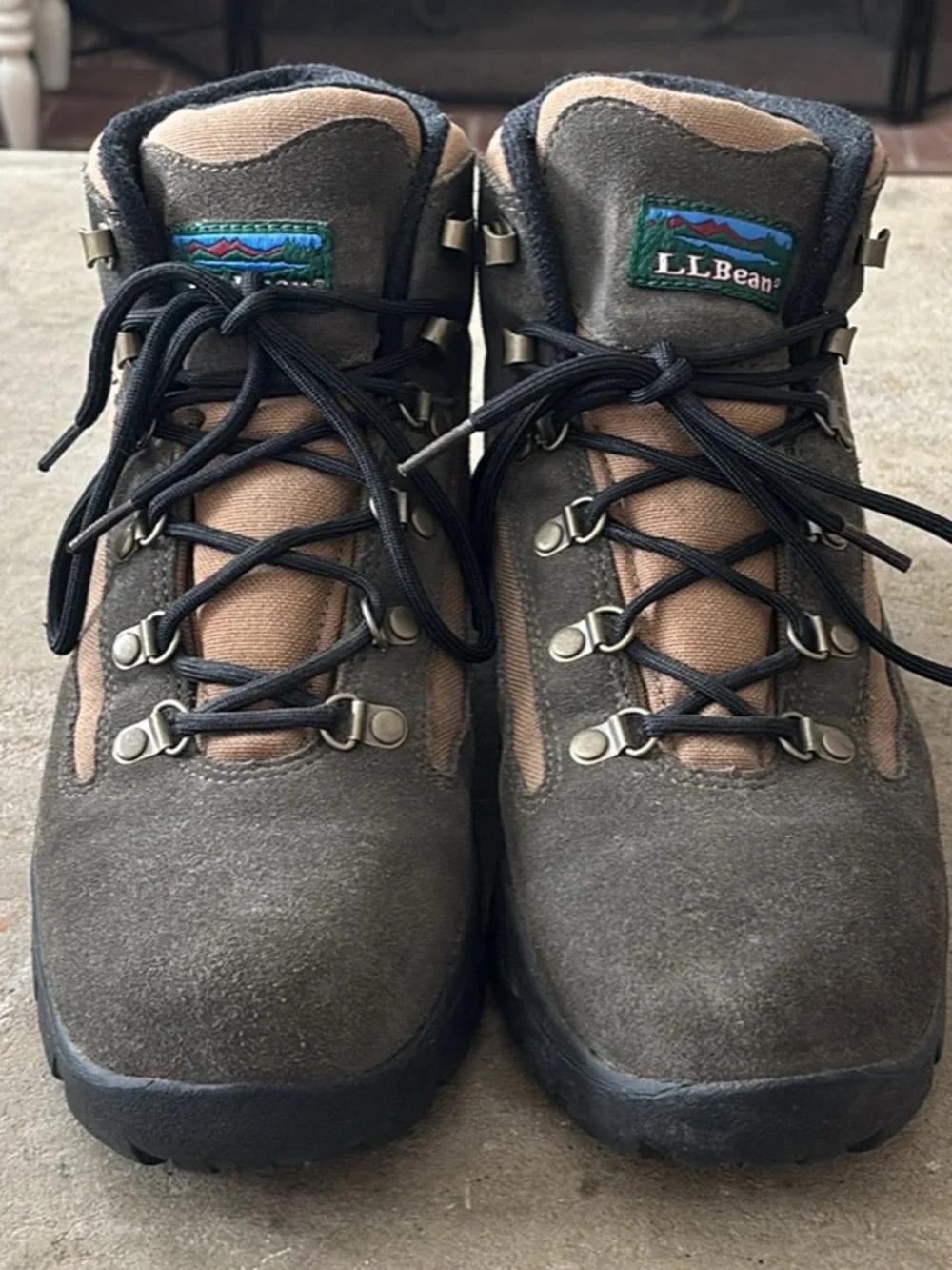 Vtg L.L Bean Brown Suede/Canvas Hiking Trail Lace-Up Boots Women’s Sz 9 Medium